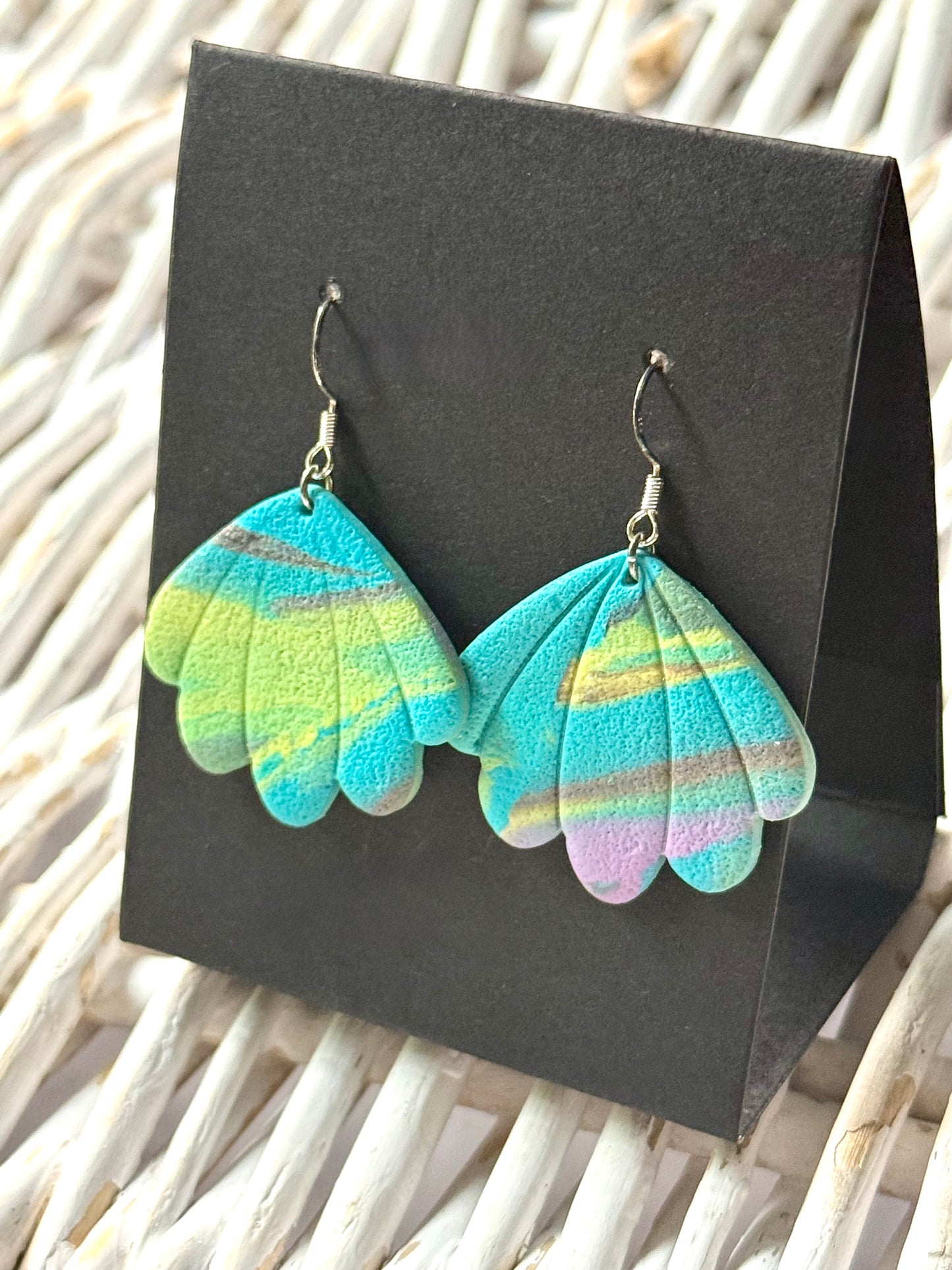 Blue green swirl shell dangle