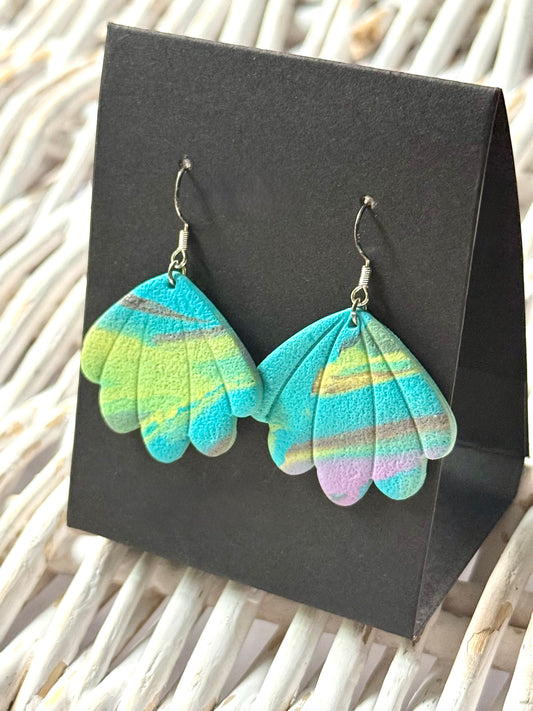 Blue green swirl shell dangle