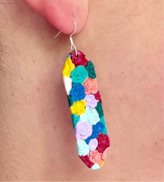 Multi color flower dangle earrings