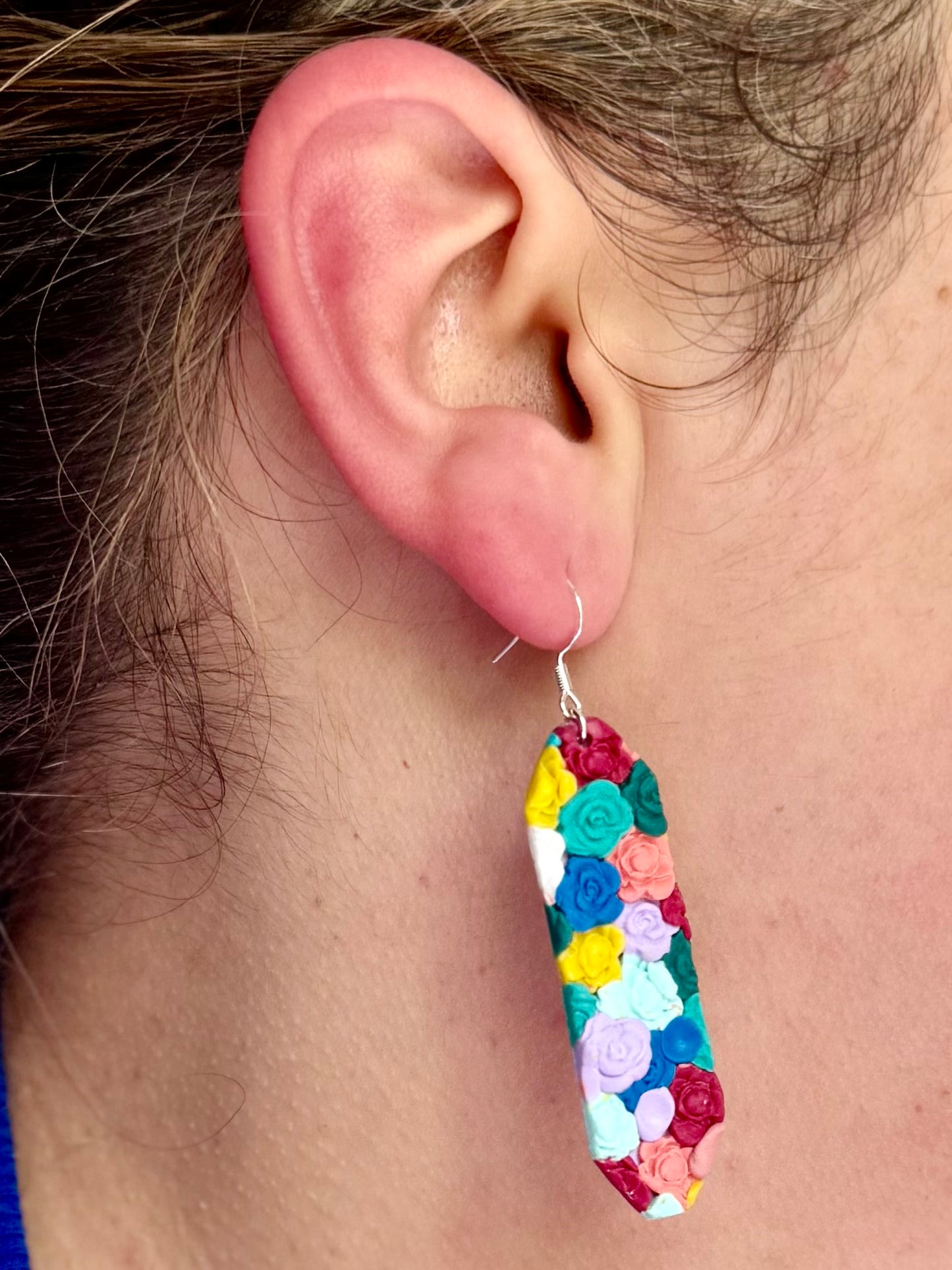 Multi color flower dangle earrings