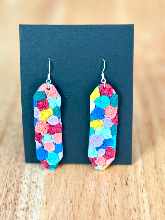 Multi color flower dangle earrings
