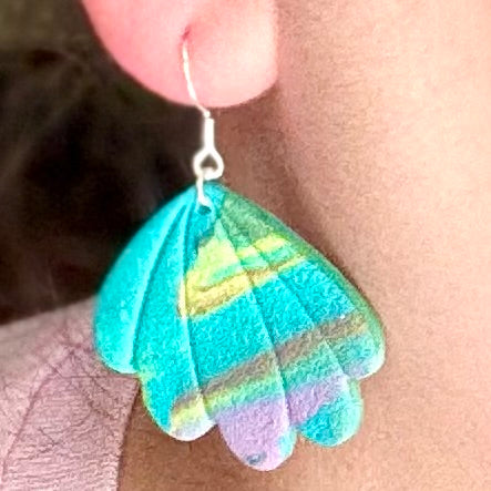 Blue green swirl shell dangle